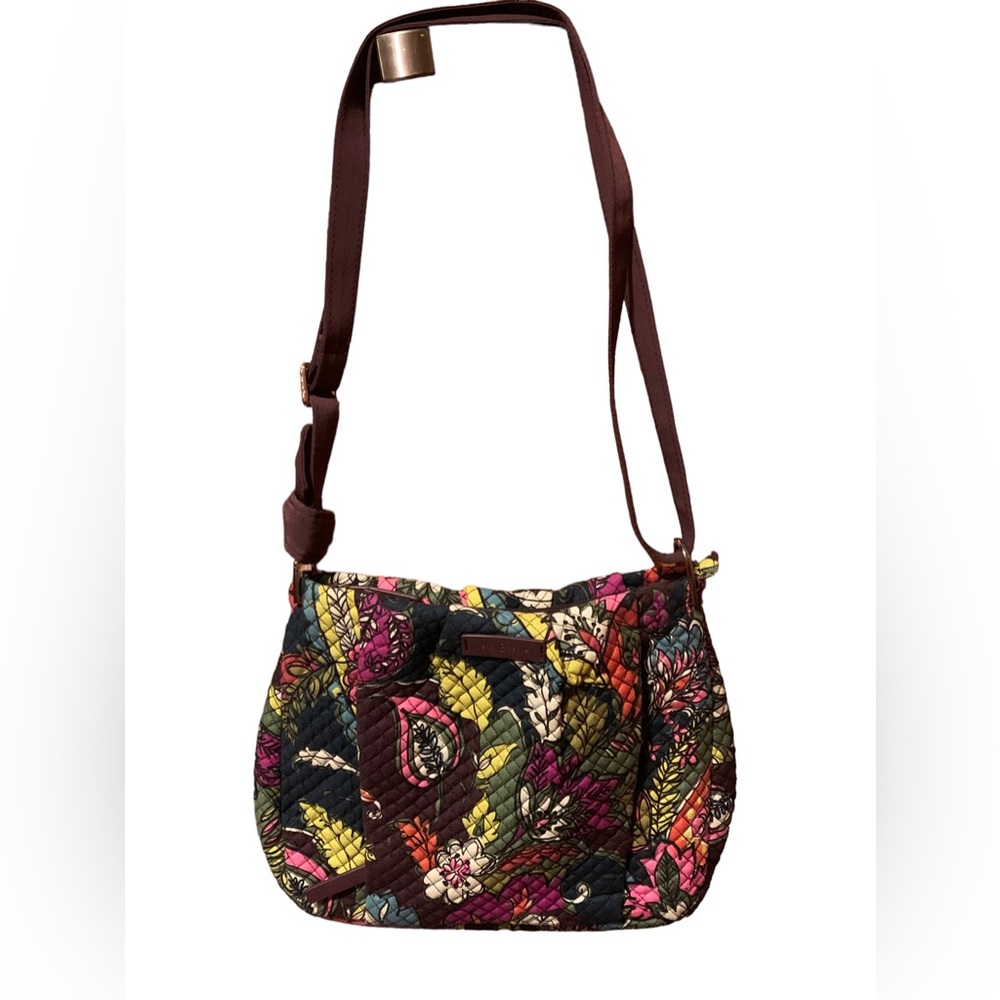 Vera Bradley Crossbody Shoulder Handbag Purse Brown Zipper Strap Gorgeous!
